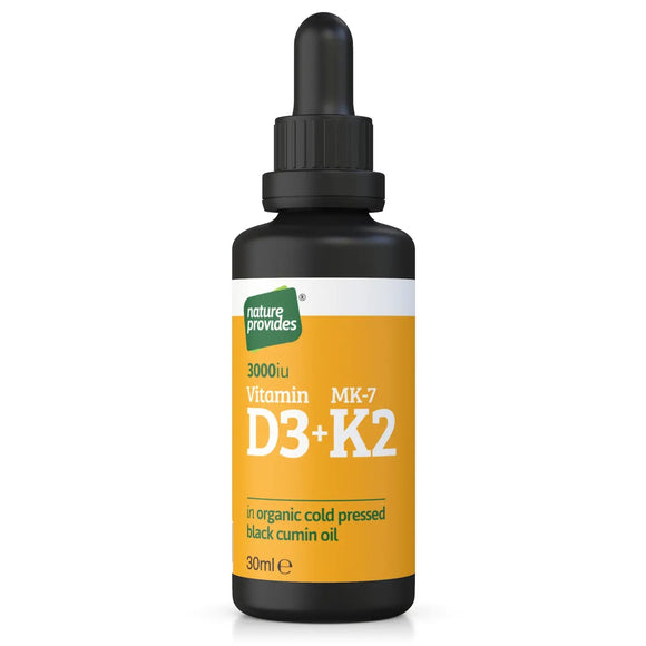 Nature Provides Vitamin D3+K2 (MK - 7) | with Organic Black Cumin Oil - Radiant Beauty